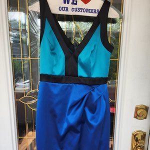 Two Tone Blue Cocktail Dress by Ellen Tracy (Size 4, Good Condition)